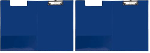 Idena 11376 - Carpeta portapapeles para DIN A4, formato vertical, portapapeles revestido de PVC en azul, con tapa (Paquete de 2)