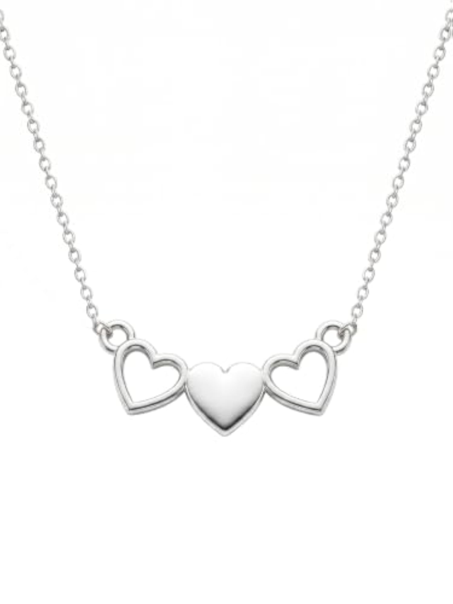 Women's Gold Tone Triple Heart Pendant Necklace, Delicate Charm