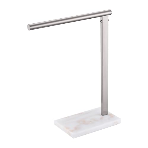 Image of KOKOSIRI Hand Towel Holder Standing Towel Rack with Steady Marble Base for Bathroom Vanity Countertop, Brushed Stainless Steel 15.7'' Height THS0006-BR
