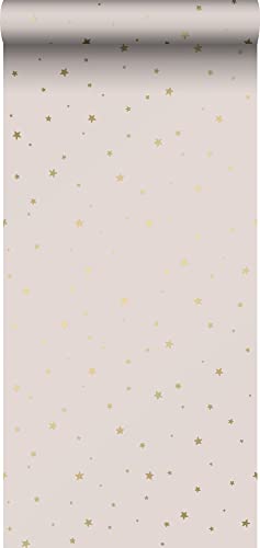 ESTAhome papier peint petites étoiles vieux rose et or - 139260-0,53 x 10,05 m