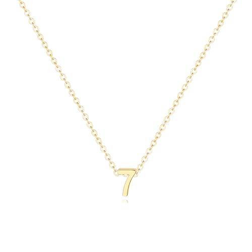 18K Gold Plated Number Necklace for Women,Lucky Number Necklace Personalized Jewelry Birthday Gift