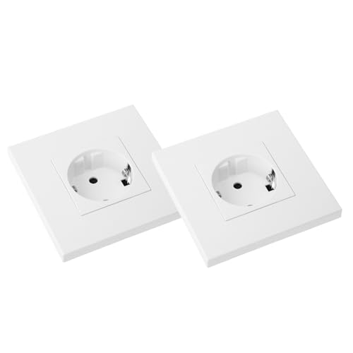 IWOWHERO Punto de Corriente Empotrada Tipo 86 Panel de Pared 86 MM 2 Unidades Plástico Resistente Salida de Descarga Segura para Apartamento Oficina y Hogar Compatible Enchufes