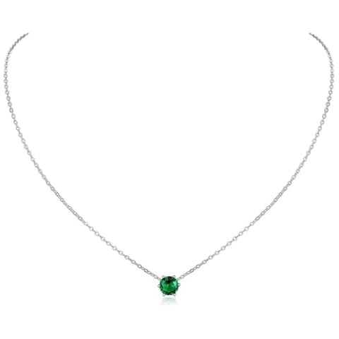 ChicSilver 925 Sterling Silver Emerald Necklace, White Gold Plated May Birthstone Necklace, Dainty Tiny CZ Emerald Jewelry for Women Christmas Mothers Day Gifts Cover