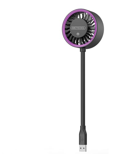 Image of ARCTICOOL Car Fan, 2.75-Inch Mini Portable USB Fan with 3 Speeds, 5V Flexible Neck 360 Rotatable Personal Cooling Desk Fan for Home, Travel, Camping, Commuting, Office (light purple