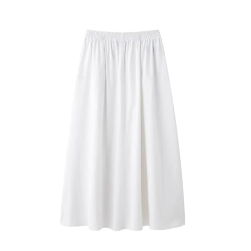 Women's Solid Color Pleated Mid Length Skirt Spring Pocket Half Skirt2