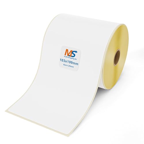 Multi-Shopping Thermo Eco Etiketten Versandetiketten 103 x 199 mm - 250 Stück je Rolle - Kern: 25 mm -permanent haftend DHL, DPD, GLS, UPS Zebra Paketaufkleber