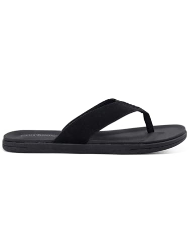 CLUBROOM Mens Black Padded Riley Round Toe Slip On Flip Flop Sandal 10 M2