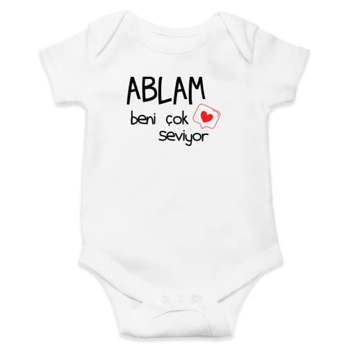 Hediyenza Ablam Beni Çok Seviyor Design- 0 Cotton Baby Body Suits - Express Shipping (New Born Kids EU - (50 cm))