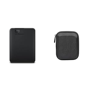 WD Elements Portable, Externe Festplatte - 2 TB - USB 3.0 - WDBU6Y0020BBK-WESN & Amazon Basics Festplattentasche, schwarz