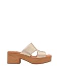 Azarey SANDALIA ZUECO DORADA CON TACÓN ANCHO - (Talla 39)