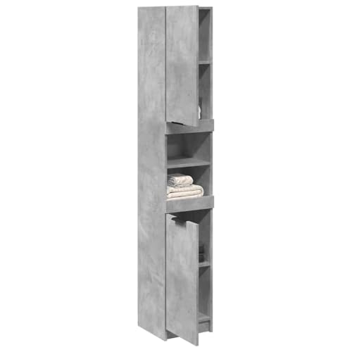 UJCHVHN Mueble de baño de madera de ingeniería gris hormigón, 32 x 34 x 188,5 cm
