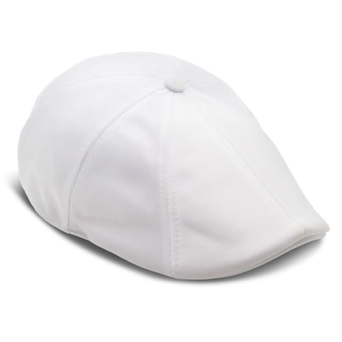 The Original Boston Scally Cap - The Driver Mens Flat Hat - Eight Panel Newsboy Cap for Men - White - ML