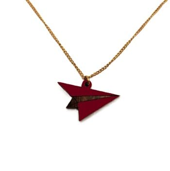 Sastree Colgante Avión Original Rojo | Edición Limitada Solo 365 Unidades | Madera Sostenible Pintado a Mano | Exclusivo Amantes Viajes (Acero Inox Oro)
