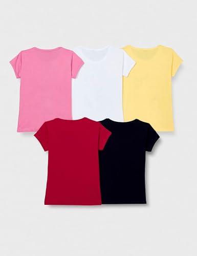 T2F Girls Cotton Printed Regular Fit T-Shirt (Pack of 5)