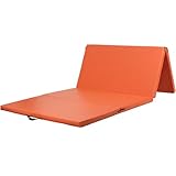 KaRaDaStyle 体操 マット 特大 折りたたみ ストレッチマット エクササイズ 子供 プレイマット 鉄棒 跳び箱 リングフィット 運動 筋トレ ヨガマット スポーツマット 厚手 防音 室内 家庭用 240×120×5cm (オレンジ/連結無し)