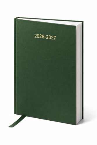 Top Sale Academic Diary 2026-2027 A4 Day Per Page Planner – Hardcover Student & Teacher Planner with Ribbon Marker, Timetable Pages, Year Planners, Notes Sections – School & University Diary Green