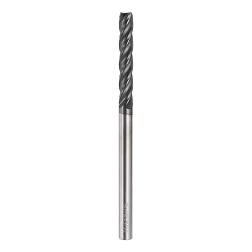 Image of HARFINGTON Carbide Square Nose End Mill Bit 3 /16 inch Cut Dia 4 Flutes TiAlN Coated Milling Cutter for Hardened Steel Metal (3 /16 inch Shank 1-1 /8 inch Cut Length 3 inch Long 30 Degree Helix)