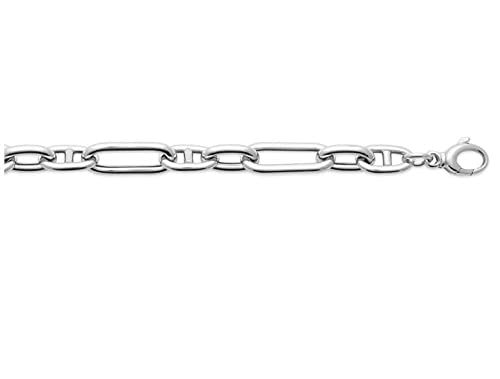 Bracciale largo 20 cm, maglie in argento massiccio 925/1000 rodiato
