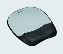 Fellowes 9175801 Memory Foam Mouse Pad Wrist Rest, 8 x 9.25 x 1 Inch, Black and Silver