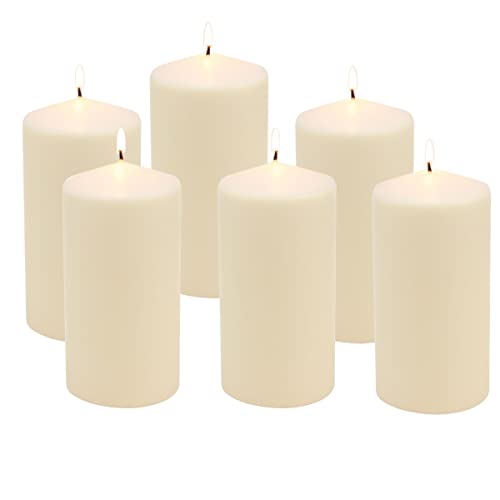 Stonebriar SB-SP-3548A 6 Pack Tall 3 X 6 Inch 65 Hour Long Burning Unscented Ivory Wax Pillar Candles thumb #5