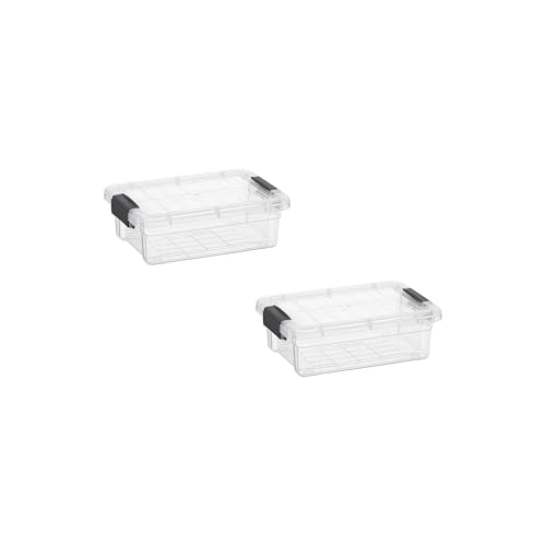 Image of Superio 0.7 Quart Mini Clear Plastic Storage Container with Lid, Stackable Small Organizer Box for Crayons, Art Supplies, Beads, Sewing, Stationery & Food Storage, 2 Pack