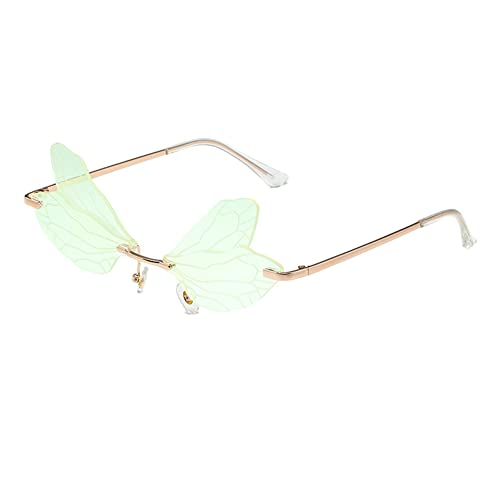 Image of Dragonfly Rimless Sunglasses Wing Shaped Butterfly Fairy Shades Glasses Fashion Party Sunglasses for Women Men