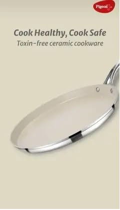 Image of Pigeon Stainless Steel Cerra Steel Clad Ceramic Flat Tawa 280 (Beige)