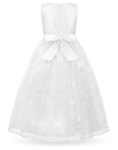 Uhnice Flower Girl Embroidered Dress Sleeveless Lace Ball Gown Formal Princess Dress for Wedding Birthday Party2