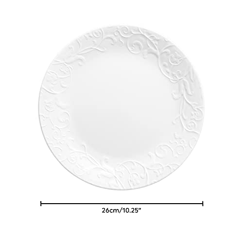 Image of Corelle Dinnerware Set (4pc Set, Bella Faenza)-Set for 4 | Includes 4 x Dinner Plates | 80% Recycled Glass | 3 X More Durable, Half the Space & Weight of Traditional Ceramic