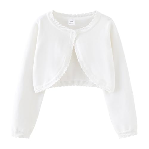 ASHER FASHION Girls Open Front Bolero Shrug Knit Long Sleeve Solid Color with Button Closure