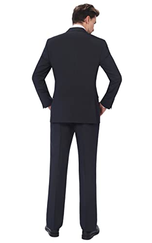 P&L Men's 2 Piece Wool Blend Suits Classic Fit - Single Breasted Two Button Jacket and Pants Set2