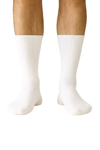 Kit 6 Pares de Meia Branca Masculina Cano Longo Premium Confortáveis (BR, Alfa, Único, Regular, Regular, Branco)