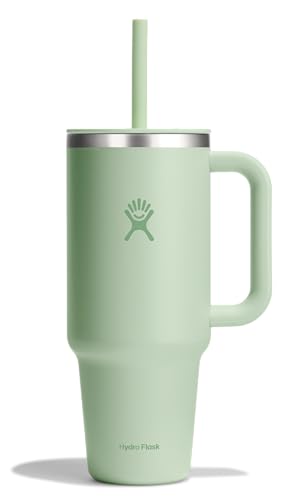 Image of Hydro Flask 40 Oz Travel Tumbler with Handle, Lid and Straw - Insulated Stainless Steel in 40 Oz Aloe Green