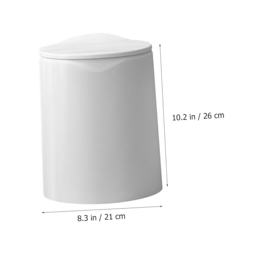 Caneca de basura blanca con tapa para baño y oficina miniatura 3