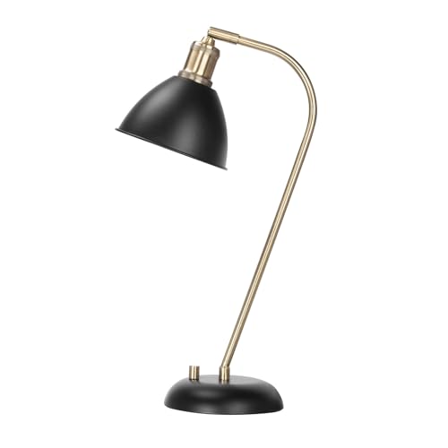 Image of HarvestLand Halo Desk Lamp, Reading Lamp for Home Office, Black | 345 adjustable desk lamp with solid metal base for bedside table, reading, and office use.