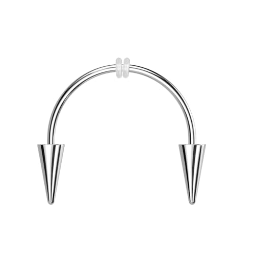 Pierced Owl 16GA 316L Stainless Steel Spike Ends Smiley Piercing Vampire Fangs Horseshoe Barbell (Silver Tone)