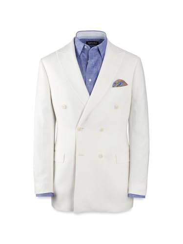 Paul Fredrick Men's Linen Blend Double Breasted Peak Lapel Suit Jacket