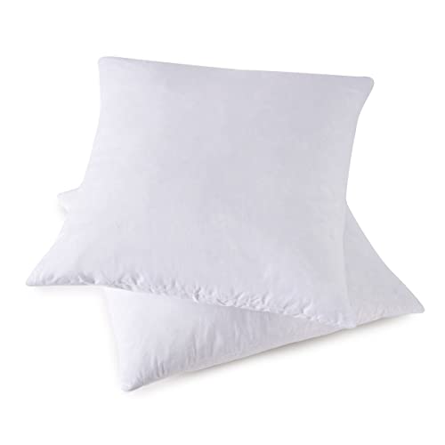 HOMESJUN Throw Couch Pillows Inserts Set of 2 Down Feather Pillows Inserts Bed and Cotton Cover 18x18 Inches