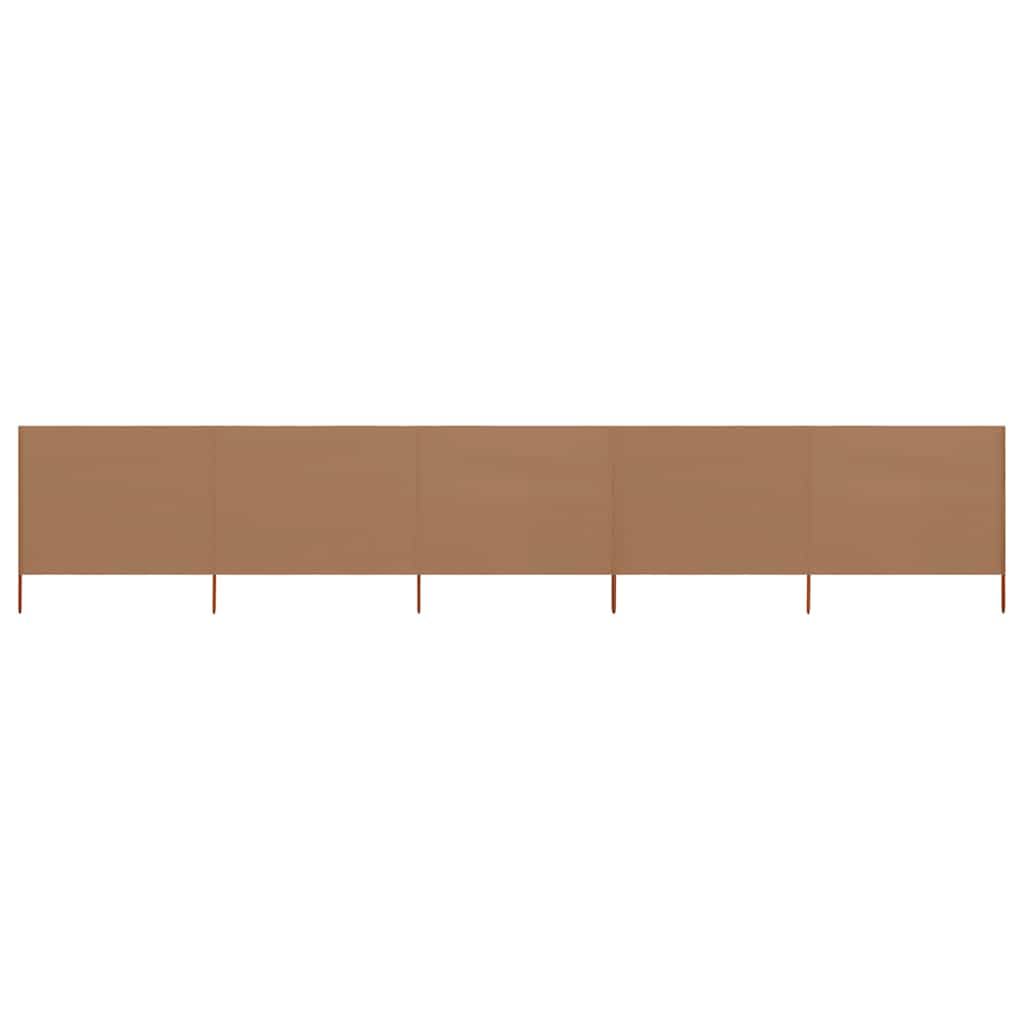vidaXL 5-panel Wind Screen Durable Stable Sun Privacy Folding Screens Breakers Beach Shelter Camping Windbreaks Fabric 600x160cm Taupe