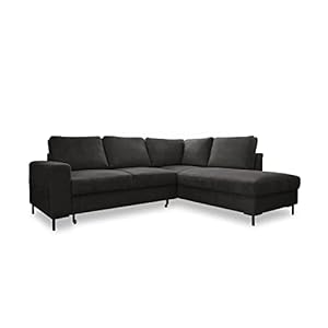 MIUFORM Ecksofa mit Schlaffunktion, Lofty Lilly Wohnlandschaft L-Form, Couch L Form Wohnladschaft mit Schlaffunktion Schlafcouch, Sofa Cord Metallfüße (Grau, Rechts ausgerichtet)