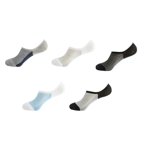 5 Pairs Fashion Men Breathable Invisible Boat Socks Summer Non-Slip Elastic Short Socks4