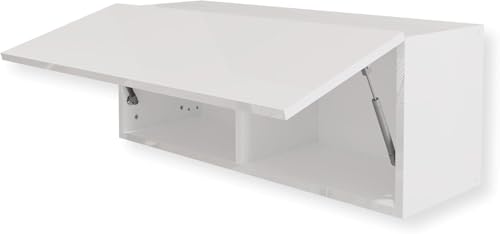 HAJDUK FURNITURE Armoire Murale Suspendue Blanc Brillant 90x35x32 cm – Meuble de Cuisine Haut, Placard de Rangement, Étagère Murale Laquée, Meuble Haut de Cuisine...