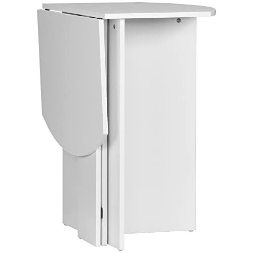 HOMCOM Tavolo da Pranzo Salvaspazio, Tavolo Pieghevole da Esterno, Tavolo da Cucina e Soggiorno in Legno 90x60x74cm, Bianco