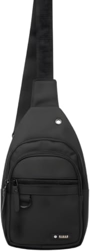 Bolsa Transversal Masculina Tipo Sling Bag, Preta, Ajustável, Multiuso para Moto, Trabalho e Viagem, Design Moderno, Unissex