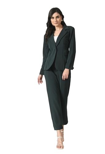 Image of Women's Cotton Blend Printed Blazer Pant and Camisole Set | 3-Piece Formal & Casual Office Wear Suit | Stylish Western Outfit for Business, Party & Daily Use