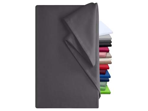 npluseins Bettlaken 150x250cm – Leintuch Gummizug – Tuch ist ideal für Terrasse Camping und Tischtuch - Wohnmobil Laken - Betttuch Gummizug – 100% Baumwolle, ca. 150 x 250 cm, anthrazit