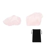 QUARKZMAN 2 Pièces Quartz Rose Brut, Pierres Cristal Brut Véritables Pierres Précieuses Avec Sac En Velours Pour Remplissage De Vase Décoration De Paysage Décoration D'intérieur Collection