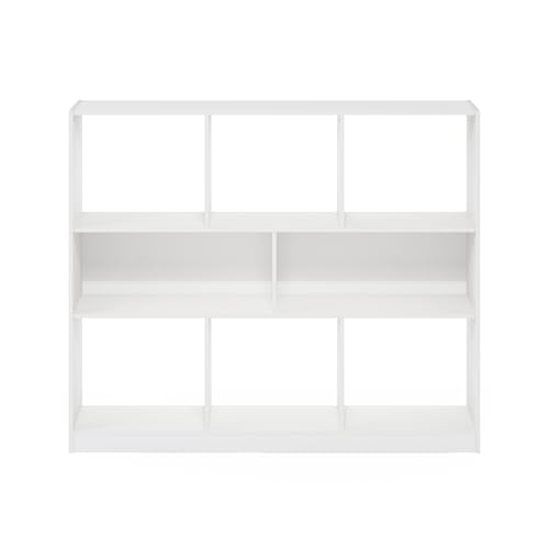 Image of Furinno DALY Book Shelf, 8-Cube Bookshelf, Horizontal Cube Storage Organizer Bookcase, 10.9 x 47.2 x 39.4, for Living Room, Bedroom, Home Office, White