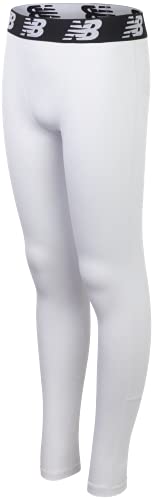 New Balance Boys' Performance Underwear Set - Base Layer Long Sleeve T-Shirt And Tights, Size 18/20, White #TOP3
