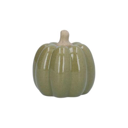 Gisela Graham Ceramic Pumpkin Ornament, Small, Decorative (Green)